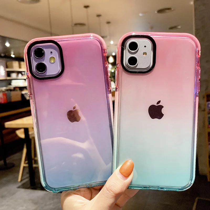 Чехол для iphone 11 11Pro max XR XS X противоударный мягкий силиконовый чехол с градиентом