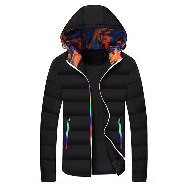 

Autumn Warm Outwear Windproof Hooded Overcoat Zipper Parkas Jackets Man Hoody Male Slim Bomber Jacket Men Thicken Men Coat