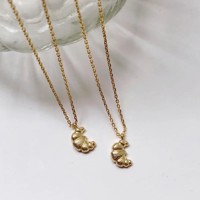 

Новое винтажное ожерелье Ins с круассанами позолоченные изысканные ожерелья с хлебом для женщин и девушек модные ювелирные изделия в подаро...