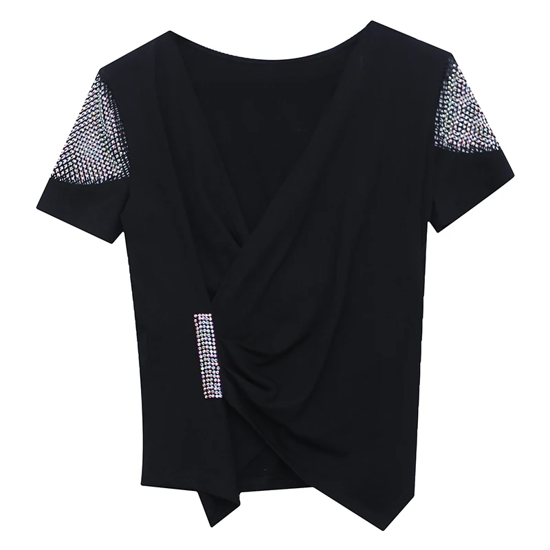 

Women's t-shirt New 2021 Summer Short Sleeve Mesh Shirt Sexy V-Neck Hollow Out Female Blusas Tops