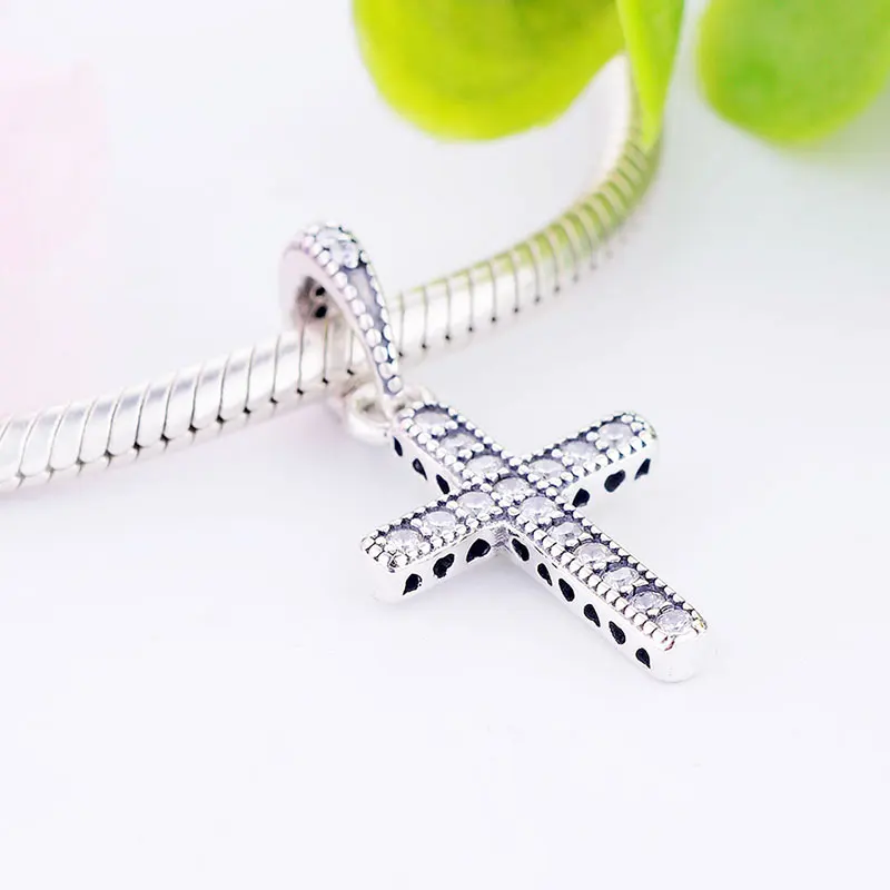 925 Sterling Silver Catholic Rosary Cross Faith Simbolo Bead Fit Original Pan Charm Bracelet Necklace Making Berloque | Украшения и