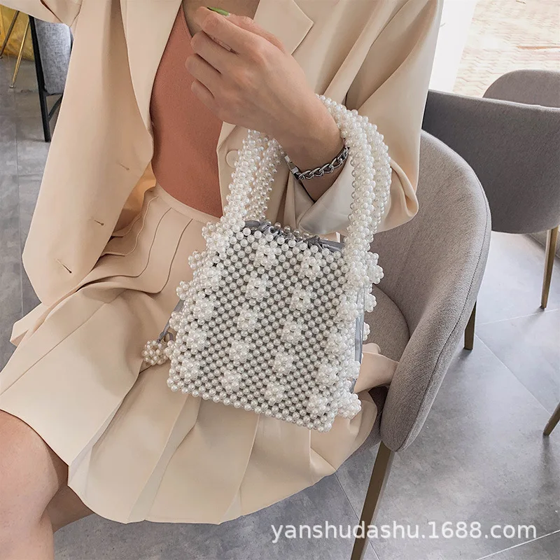 

Small handmade beaded bag Mantianxing Korean pearl handbag women's summer fashion one shoulder retro jewelry bag