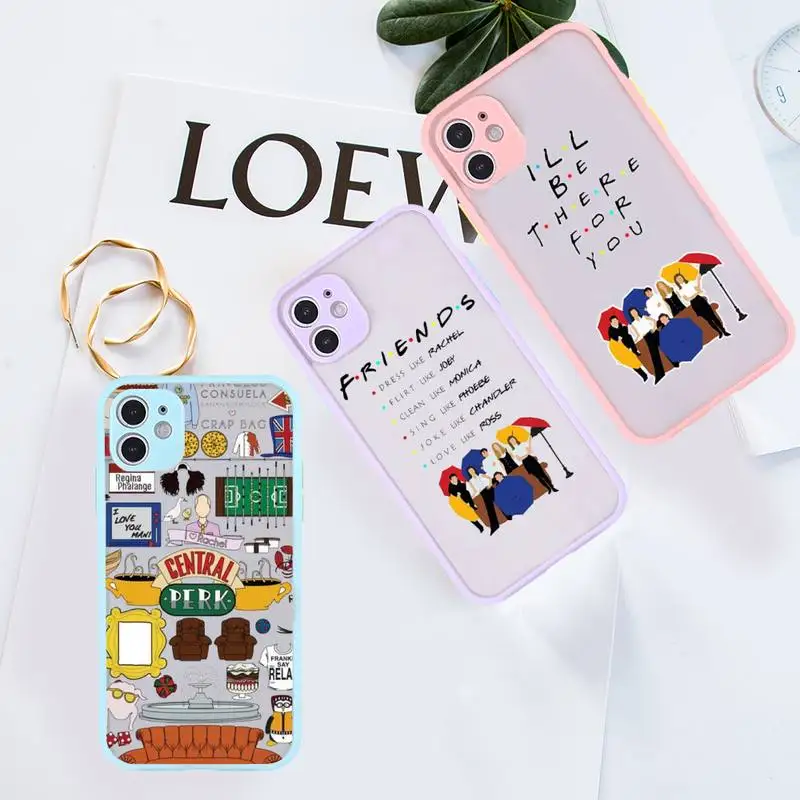 

Friends Phone Case For iPhone 13 12 11 Mini Pro XR XS Max 7 8 Plus X Matte transparent Purple Back Cover