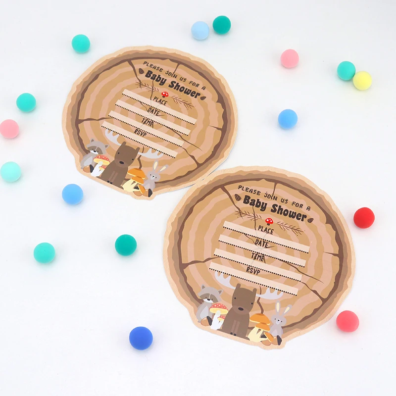 

Пригласительная открытка с изображением лесных животных, лисы, украшения вечерние НКИ, детский праздник, день рождения, вечеринка, приглаше...