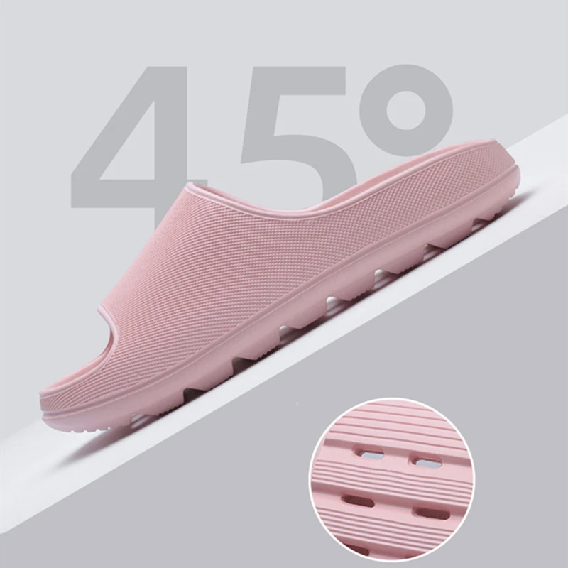 

Summer Women Men Slides Indoor Bathroom Slippers Hollow Out Holes Lightweight Anti-slip Lovers Indoor Shoes Soft Thick Sole EVA