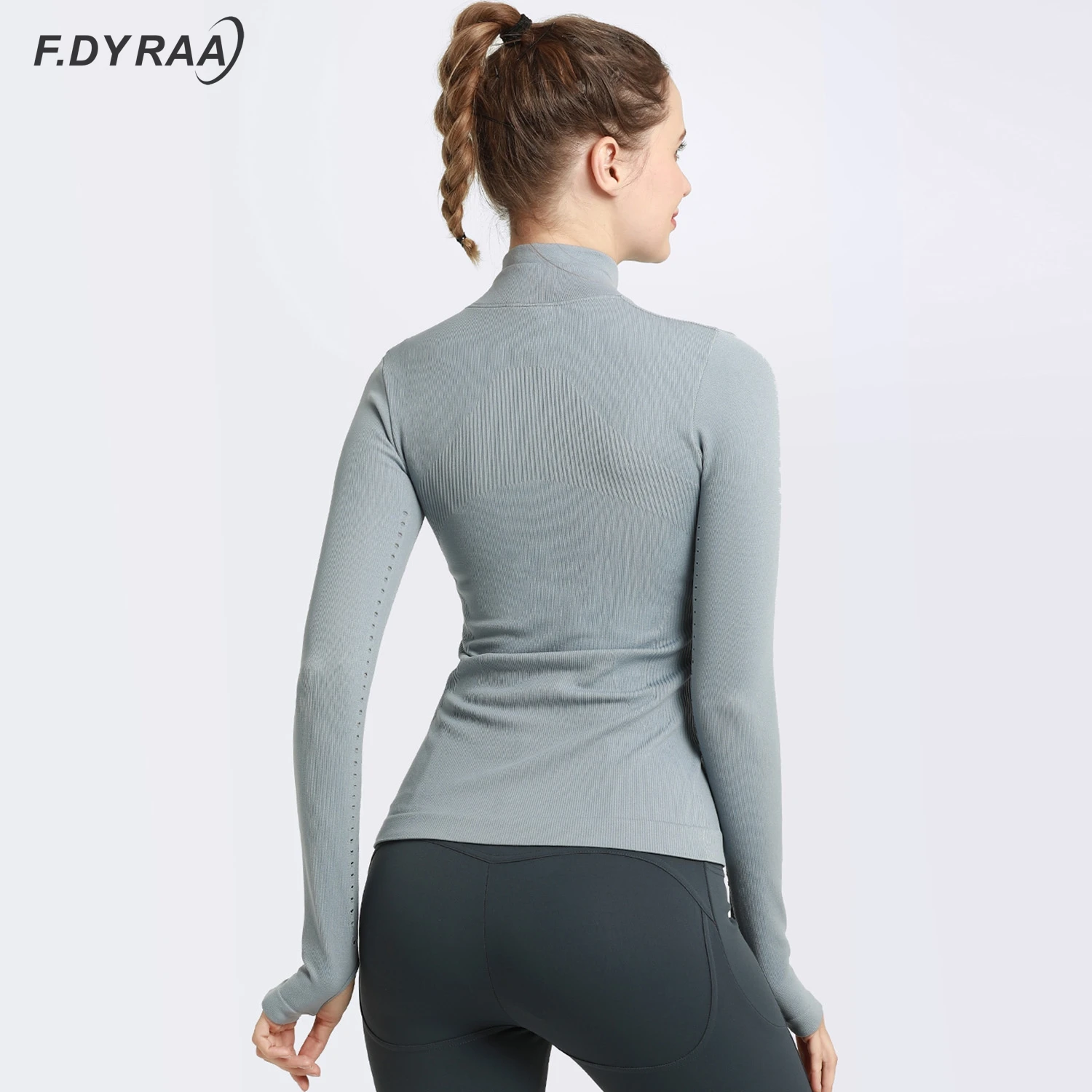 Спортивная куртка F.DYRAA с длинным рукавом женская рубашка на молнии для фитнеса и