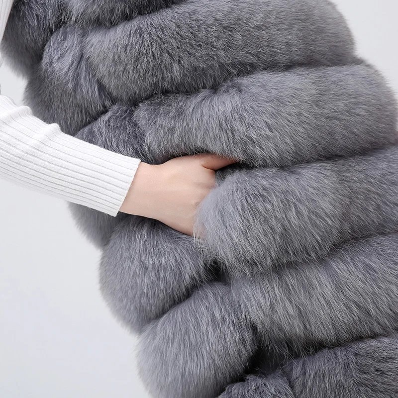 Natural Fox Fur Coat 100% Real Fox Fur Vest Jacket Women's Pretty Warm Coat. Natural Real Fur Coat Real Fur Coats