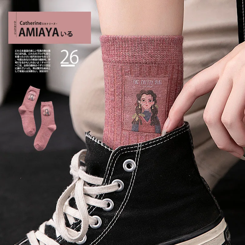 

Print Hot Cartoon Socks for Little Girls Pattern In Tube Socks Women's Sports Casual Cute Cotton Comfortable Socks Wholesale