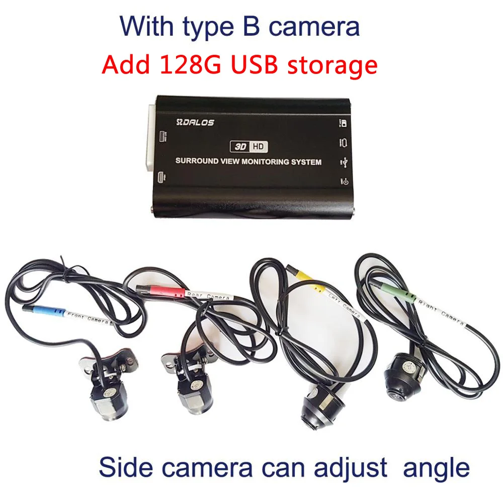 type B cam with 128G SZDALOS Newst HD 3D 360 система объемного обзора поддержка вождения система панорамы вида птицы 4 Автомобильная камера 1080P DVR g-сенсор - Название цвета: type B cam with 128G