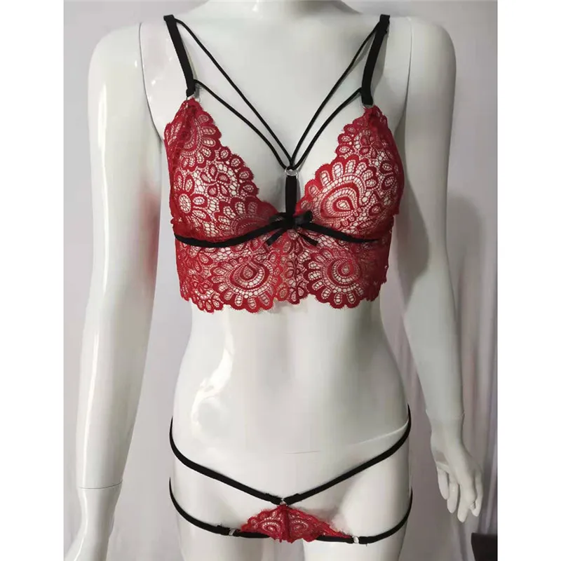

Babydoll Sexy Bra Set Lace Lingerie Straps Lenceria Mujer Women Bra Set Fashion Sexy Bra Women Sissy Panty Bandage Set