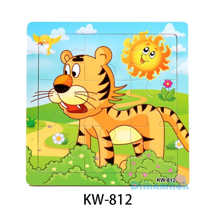 KW-812 Распродажа, 9 деревянных пазлов, познавательные животные и транспортные средства, пазлы для детского сада, детские развивающие игрушки, детские деревянные игрушки, подарки - Цвет: KW-812