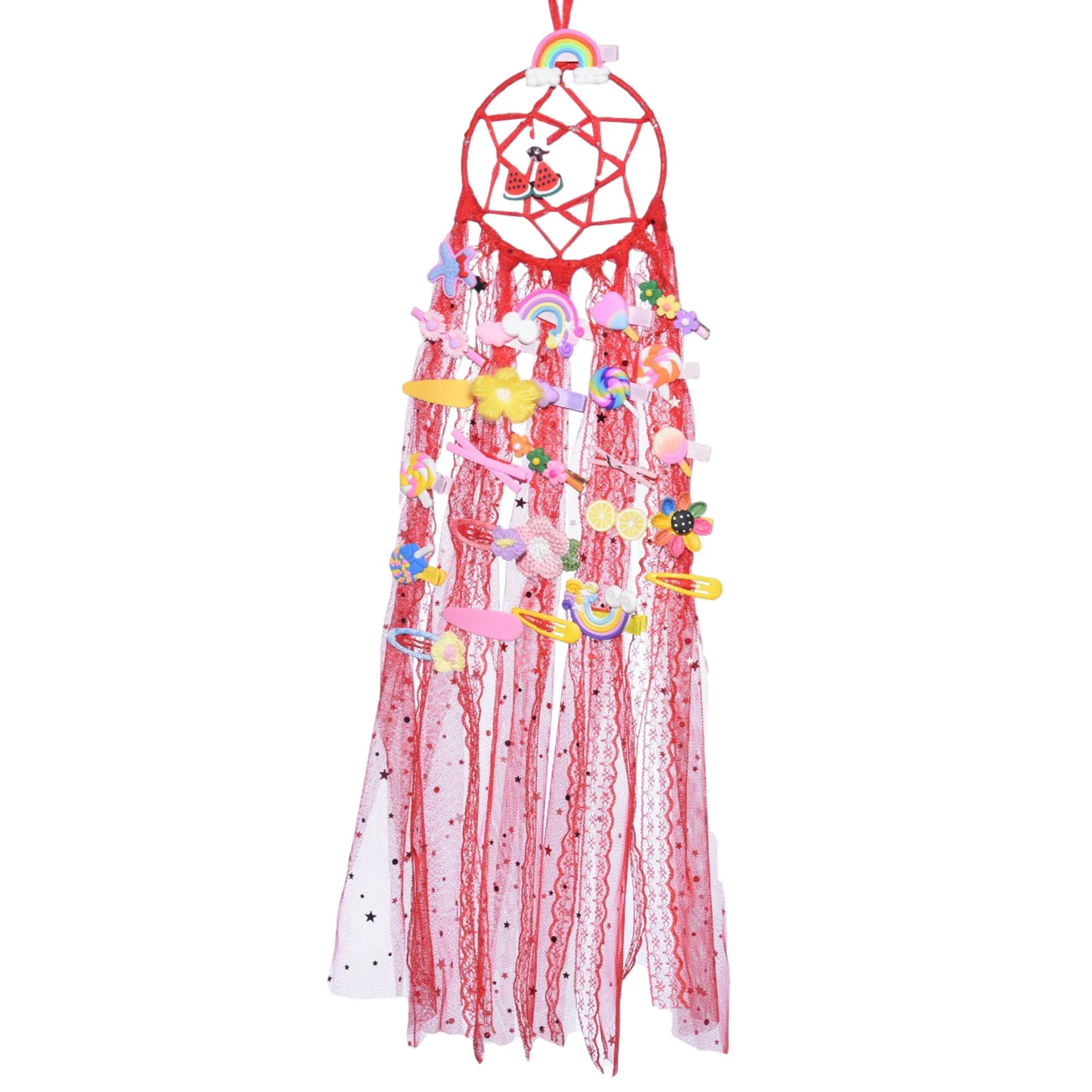 

Ribbon Wall Hanging Dream Catcher With Bow Hairpin Organizer Hanging Decorations For Children Room Decoration Wedding Supplies