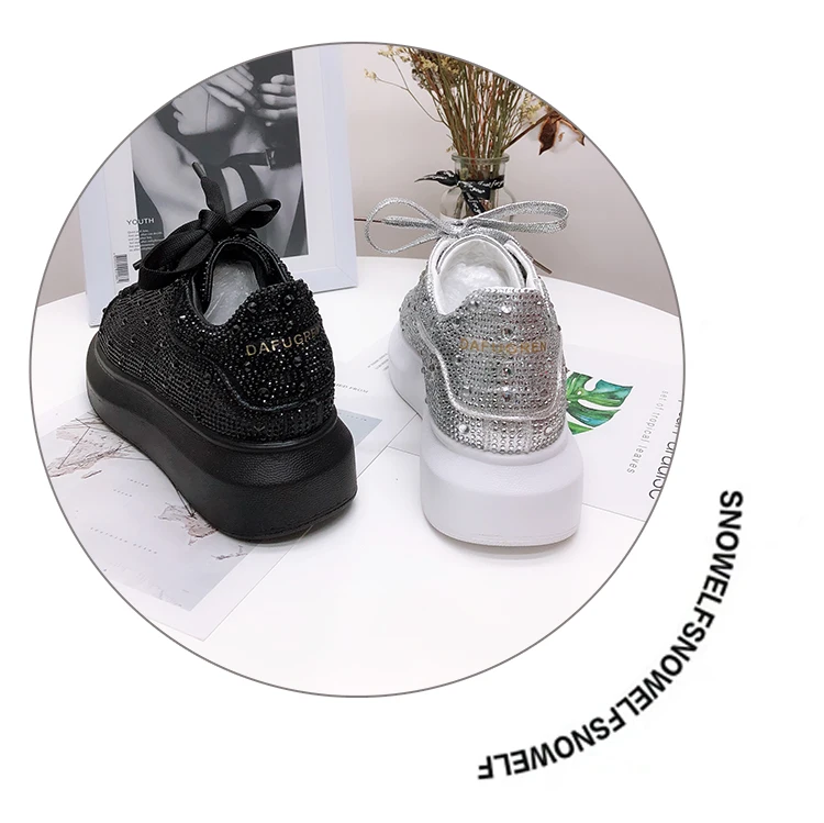 

Brand Design Casual Shoes Women Platform Lady Sneakers Thick Bottom Women Shoes Diamonds Decor Zapatos De Mujer Shoes Fashion