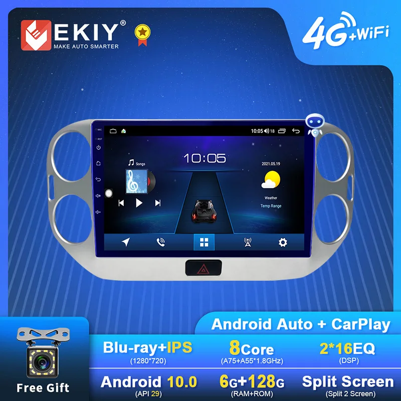 

EKIY 1280*720 DSP Android 10 Autoradio For Volkswagen VW Tiguan 2010-2017 Car Radio Navigation GPS Multimedia Player Stereo 2din