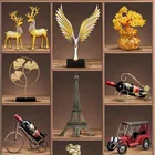 Скандинавская Золотая скульптура ручной работы, украшение из смолы, декор для офиса, дома, спальни, столовой, настольного стола, сувенир, подарок, ремесла