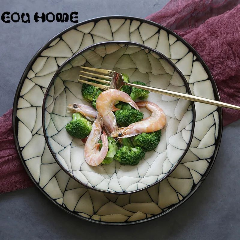 Уникальные пасторальные керамические обеденные тарелки Глубокая тарелка блюдо