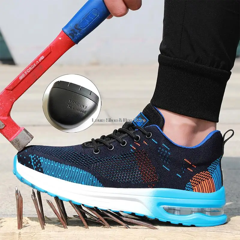 

New air cushion safety shoes man lightweight breathable protect work shoes industrial anti-smash anti-stab steel toe men boots