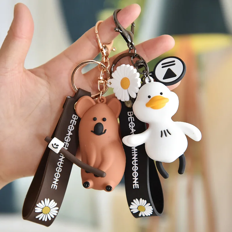 

Fashion Stereo Cute Dinosaur Keychain Panda Koala Fox Multiple Animal Keychain Cartoon Mobile Phone Bag Fun Pendant Key ring