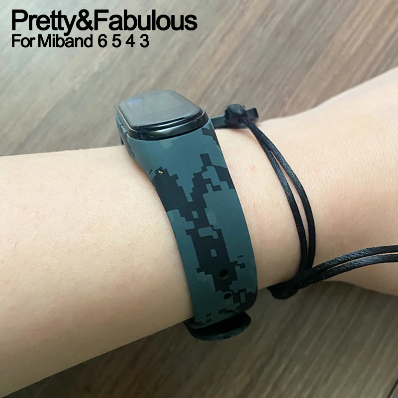 Отличный Камуфляжный ремешок для xiaomi Mi band 6 5 4 3 силиконовый часов Miband сменный