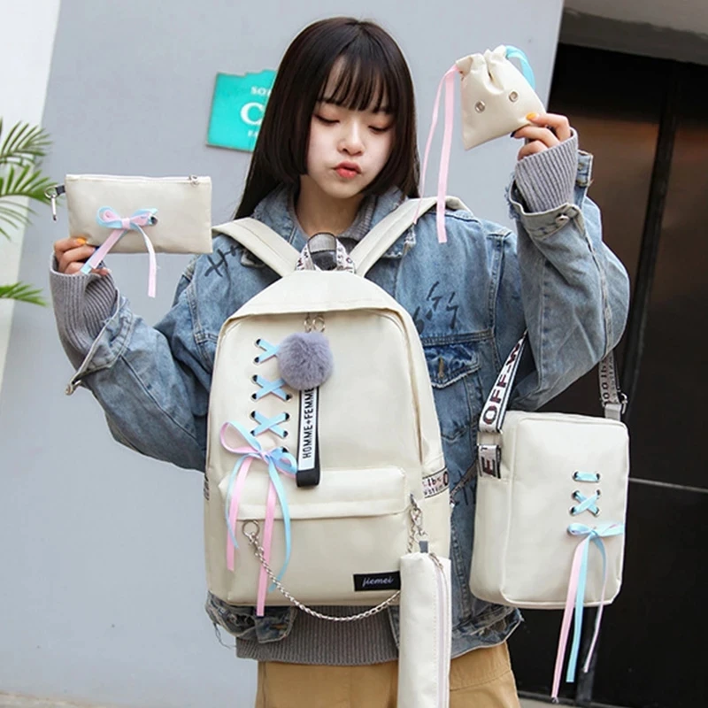 

Fashion Women Backpacks 5 Set School Backpack Design College School Bags for Teenage Girls Kids Schoolbag Shoulder Bag