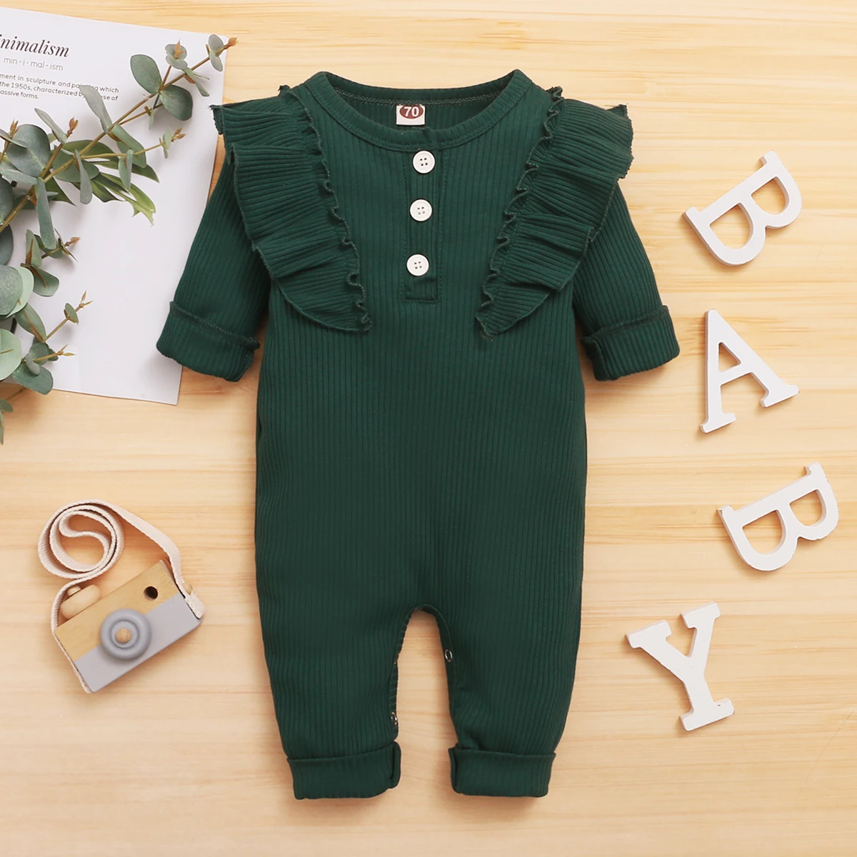 

Новый весенне-осенний комплект одежды, комбинезон для маленьких девочек, хлопковая одежда принцессы с оборками на пуговицах, вязаное боди д...