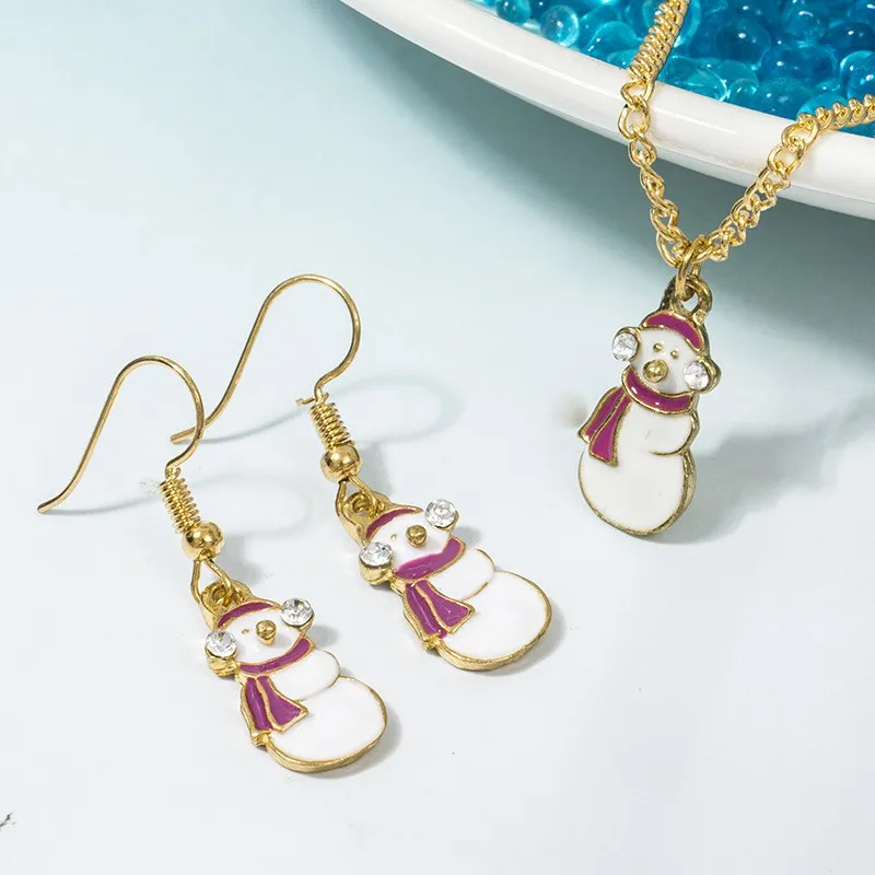 

Fashion Women Christmas Jewerly Set Decorations Simple And Cute Wild Earrings And Necklace