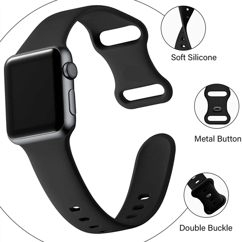 Silicone Band for Apple Watch 7 6 5 4 3 2 1 Ultra 49MM 40MM 44MM 38MM 42MM Rubber Watchband Strap for iWatch serie 7 8 41MM 45MM