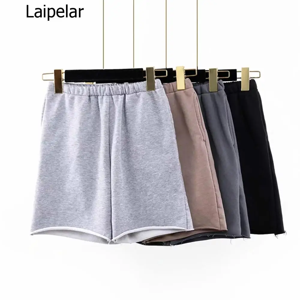 Шорты женские однотонные в стиле ретро с высокой талией и карманами | Женская