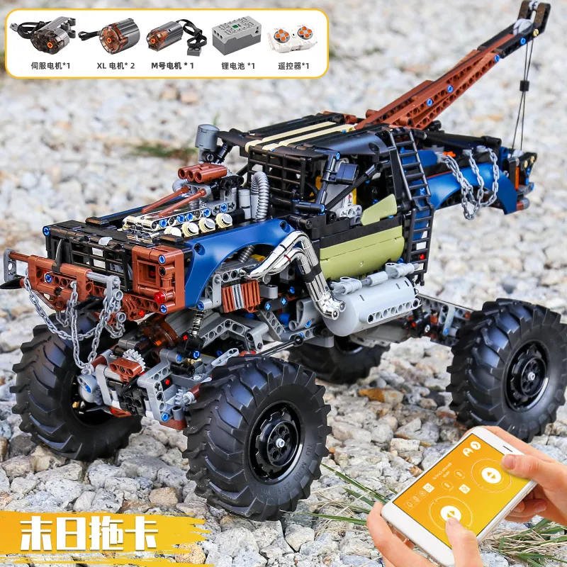 

Новая модель автомобиля MOULD KING 18006, моторизованная радиоуправляемая буксировочная машина строительные блоки для грузовиков, сборные детски...