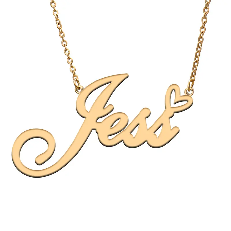 

Love Heart Jess Name Necklace for Women Stainless Steel Gold & Silver Nameplate Pendant Femme Mother Child Girls Gift