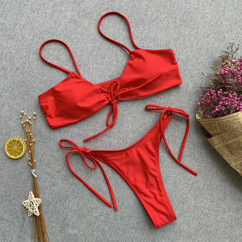 Сексуальный женский раздельный купальник Simplee с большим вырезом и эффектом пуш