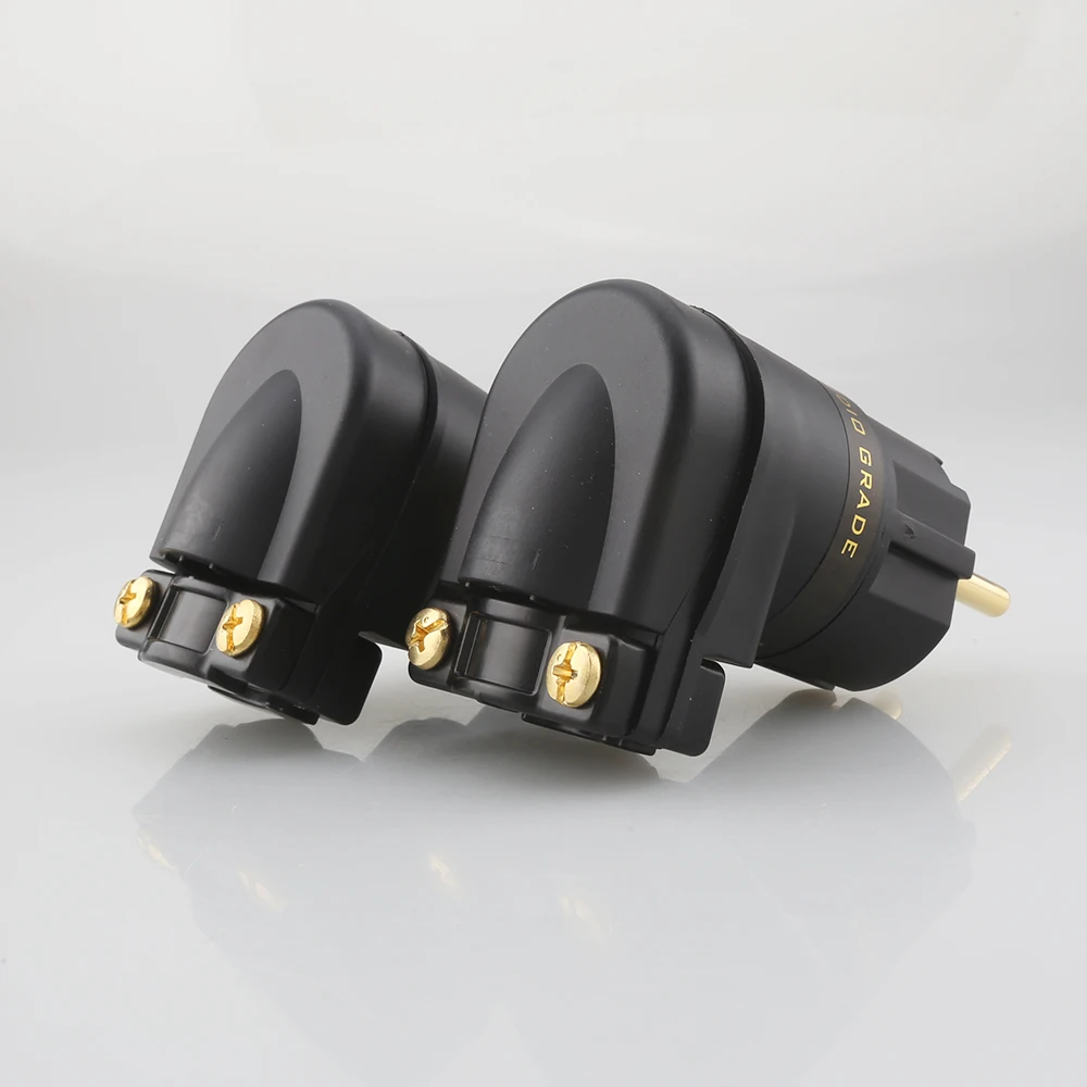 Audiocrast 24K SCHUKO Mains Right Angle Male Plug to IEC C13 Female Socket HIFI Power Connector