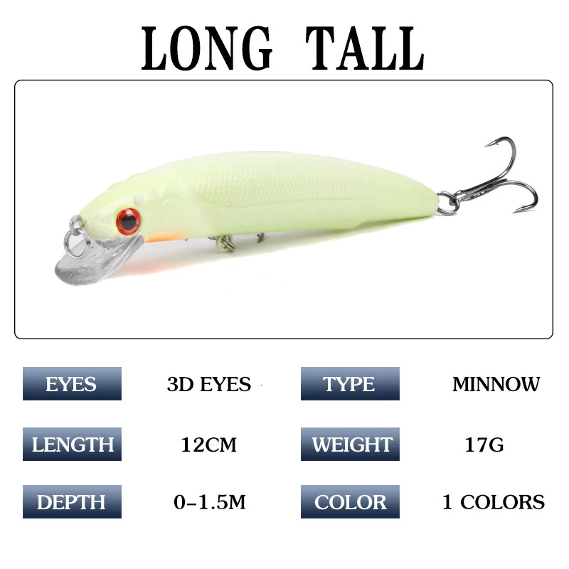 Minnow Fishing Lure Mino Bait Fishing Bait Weights 17g/12cm Bass Fishing Fish Bait Hard Bait Saltwater Lures Isca Artificial