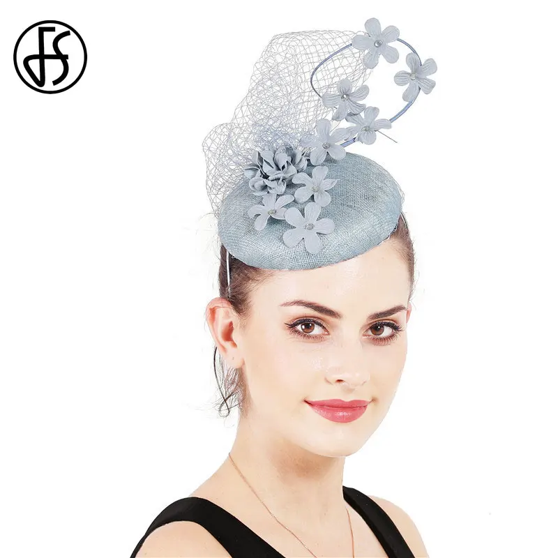 Женская винтажная шляпка Вуалетка FS розовая с цветочным рисунком и фата