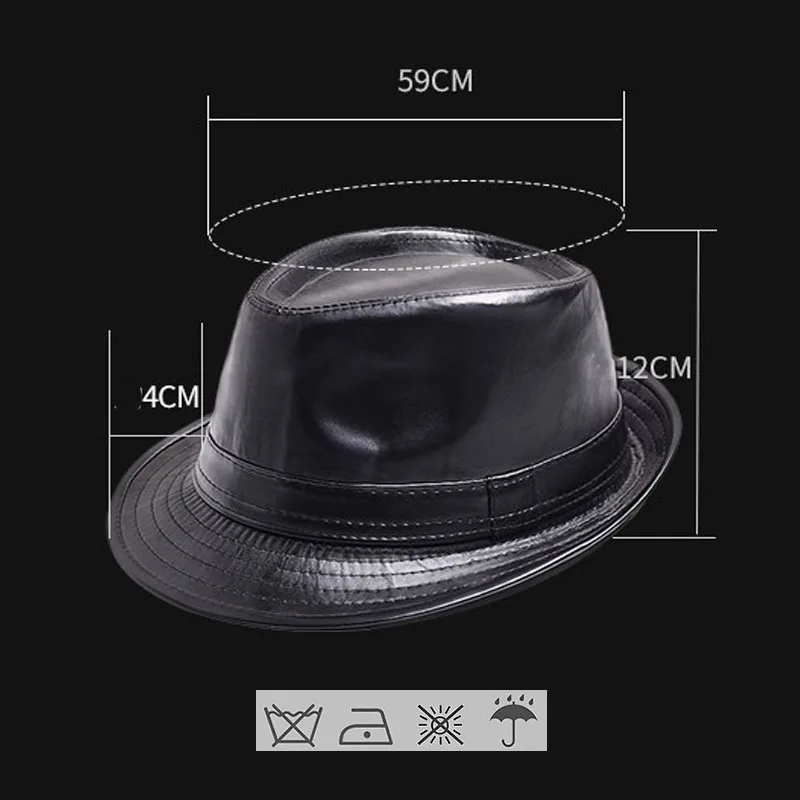 Мужская шляпа из искусственной кожи в стиле панк классическая лакированной для