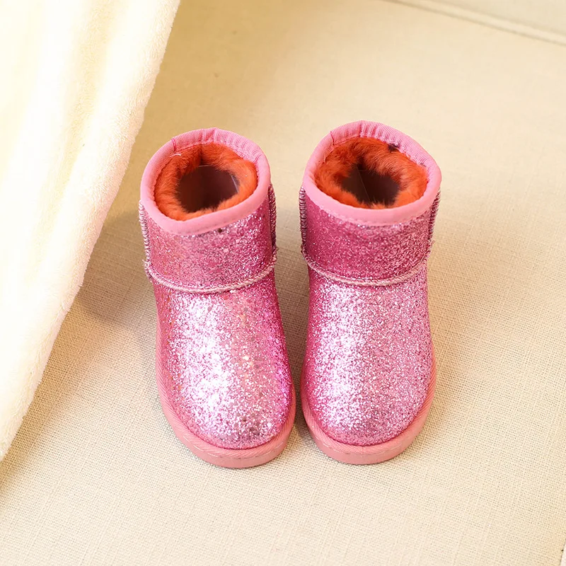 CUZULLAA/Новинка Модные зимние ботинки с блестками для девочек Обувь плюшевой