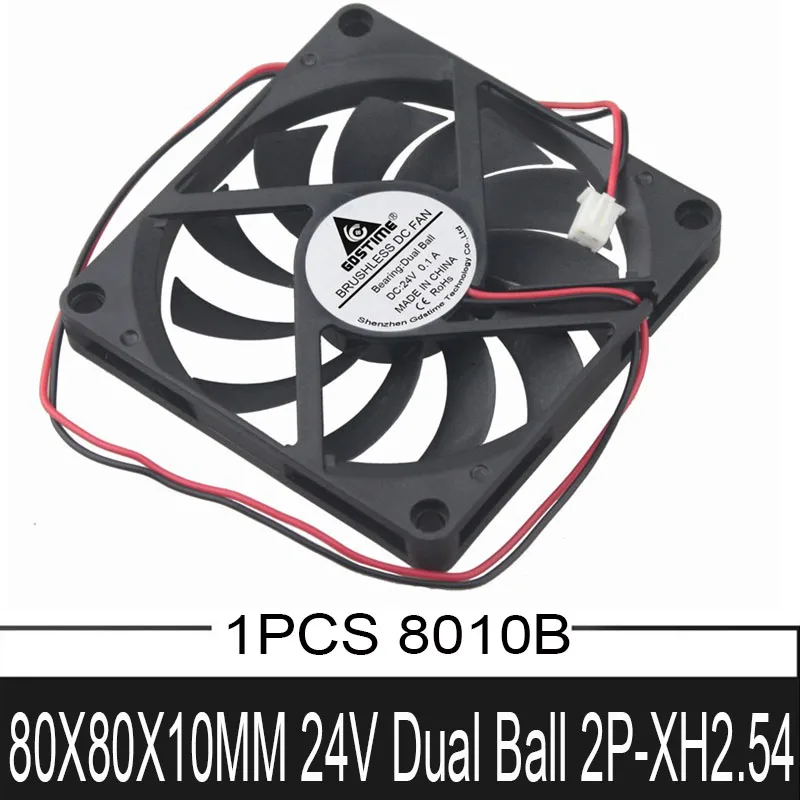 

1PCS Gdstime 24Volt 80MM 8010B Brushless Ventilation 8cm 80MMx80MMx10MM Two Wire 2Pin Computer Cases And CPU Cooler axial Fan