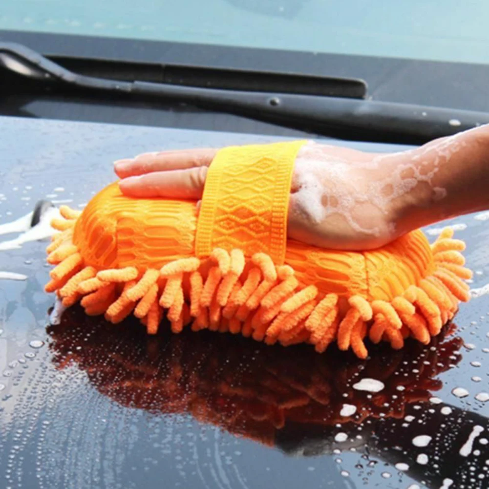 

2 In 1 Wet And Dry Window Tool Household Wardrobe Anti Slip Coral Shaped Chenille Cleaning Sponge Car Washing Gloves