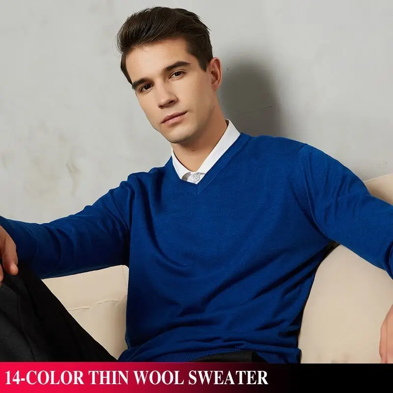 Осенний мужской вязаный пуловер 14 цветов 2020 кашемировый свитер повседневный