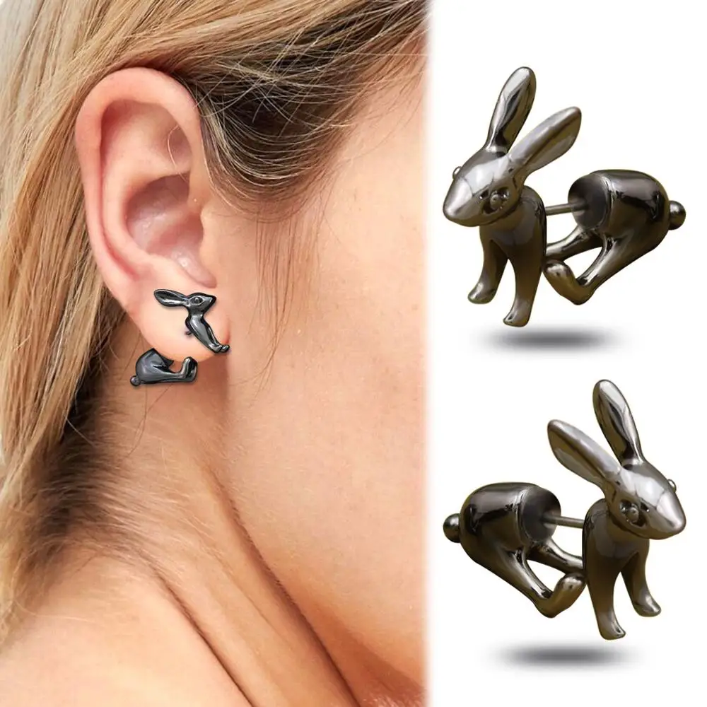 3D March Hare Пасхальный кролик Сказочная страна чудес серьги-гвоздики серьги