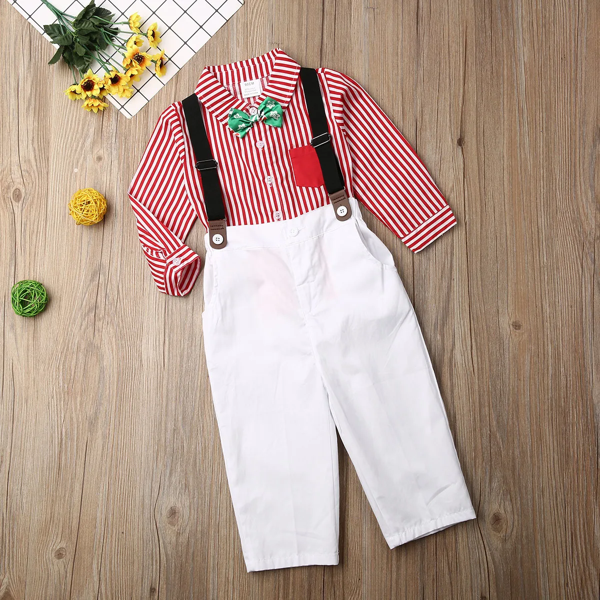 Новое поступление яркий костюм для маленьких мальчиков на рождество подтяжки