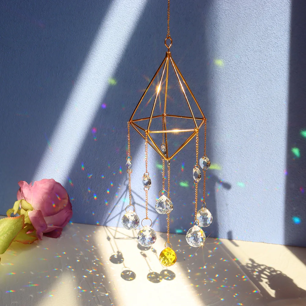 

Crystal Sun Light Catcher Wind Chime Household Indoor Window Hanging Decoration Outdoor Gardening Colorful Hanging Pendant