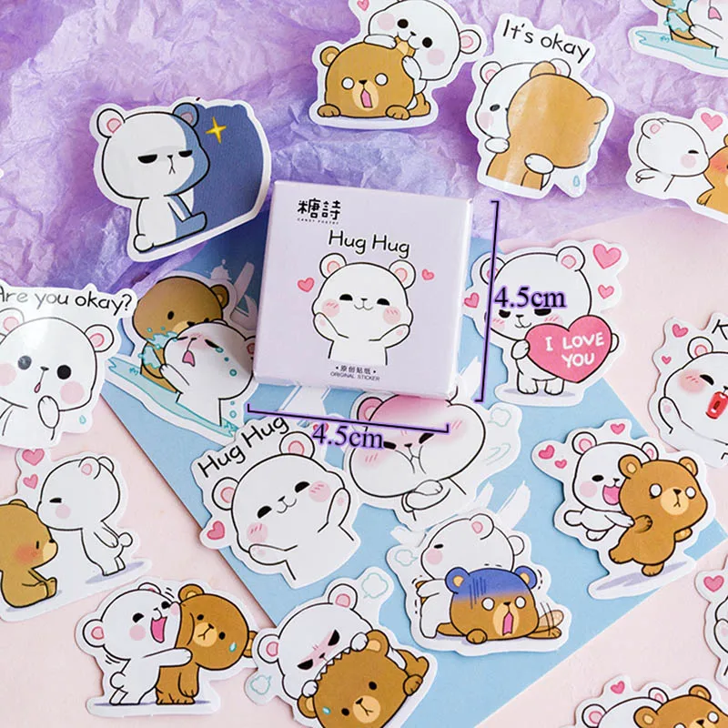 45 шт./кор. милые наклейки "медведь" Kawaii Животные клеящиеся настенные наклейки для детской пуля журнал дневник, фотоальбом Классические игрушки - Цвет: 1