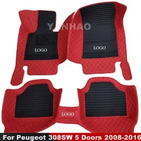 Carpets For Peugeot 308 SW 5 Doors 2008 2009 2010 2011 2012 2013 2014 2015 2016 Car Floor Mats Car Accessories interior parts