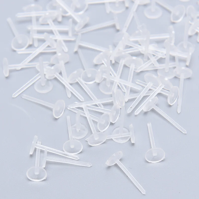 

500pcs Earrings Ear Clip Rubber Pad Pins Plastic Earring Pin Ear Post Stud Back Stoppers Blank Flat Cup Earrings Jewelry