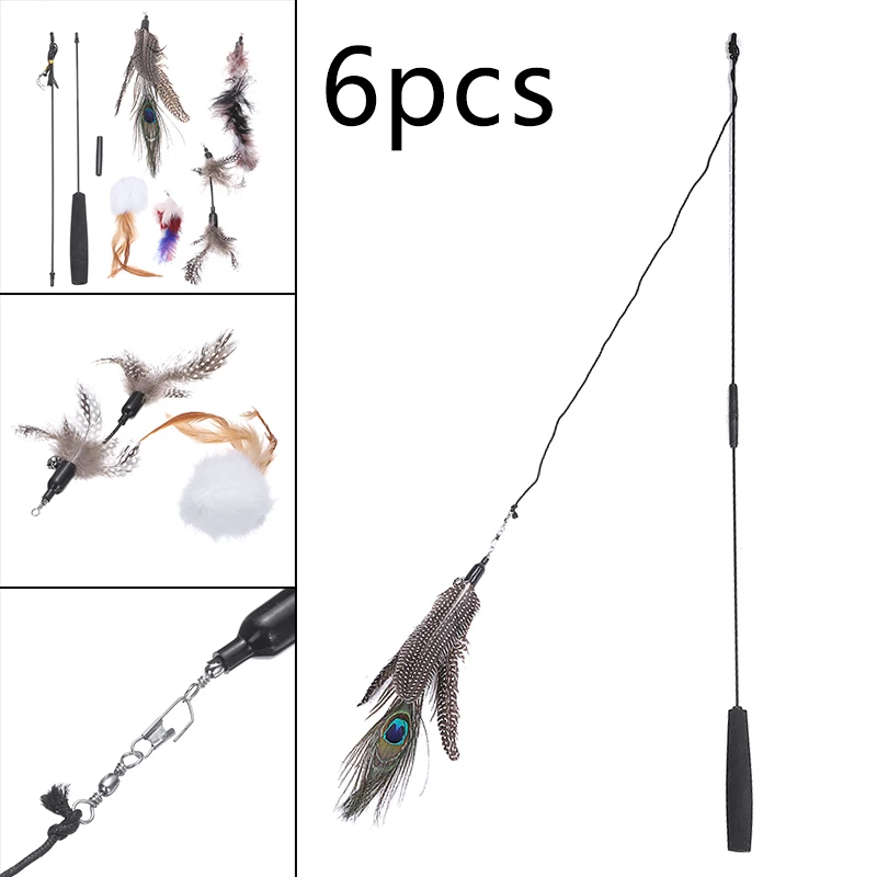 

Игрушка-Дразнилка палочка для кошек, 6 шт., 5 сменных головок