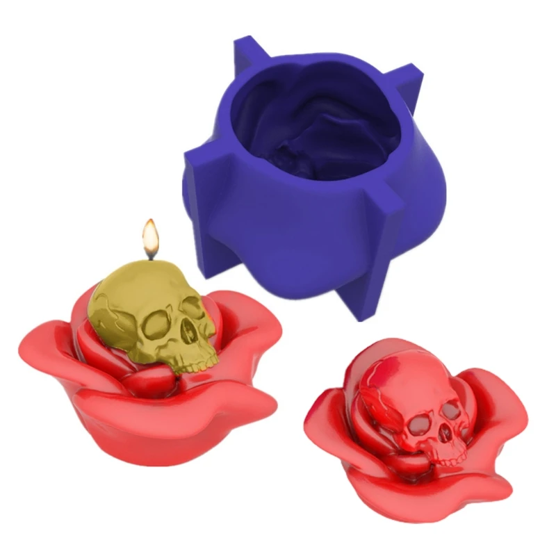 

3D Rose Flower Skull Silicone Mold Epoxy Resin DIY Decoration Making Soap Melt Resin Polymer Clay Home Decoration R7RF
