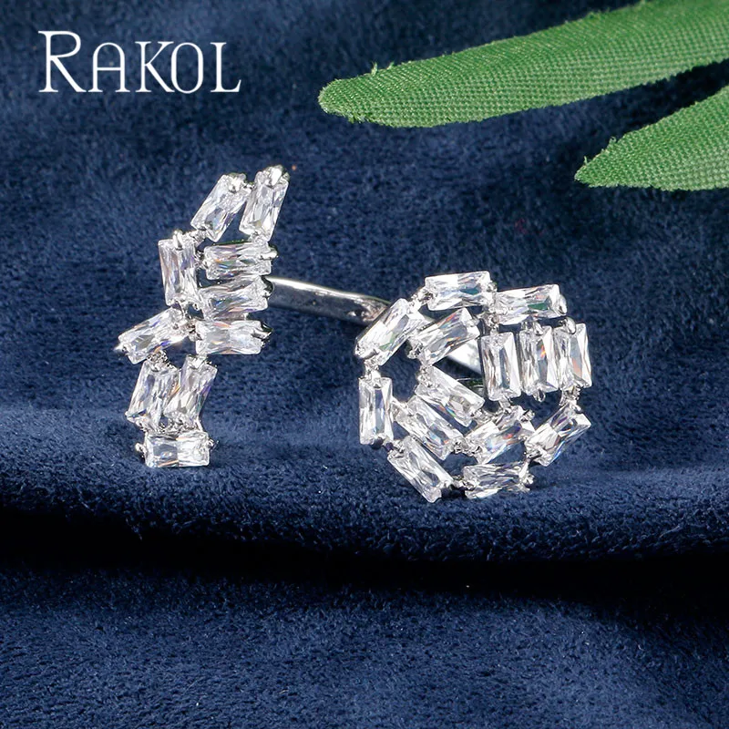 RAKOL прямоугольные проложить Блестящий AAA циркония кристалл открытый