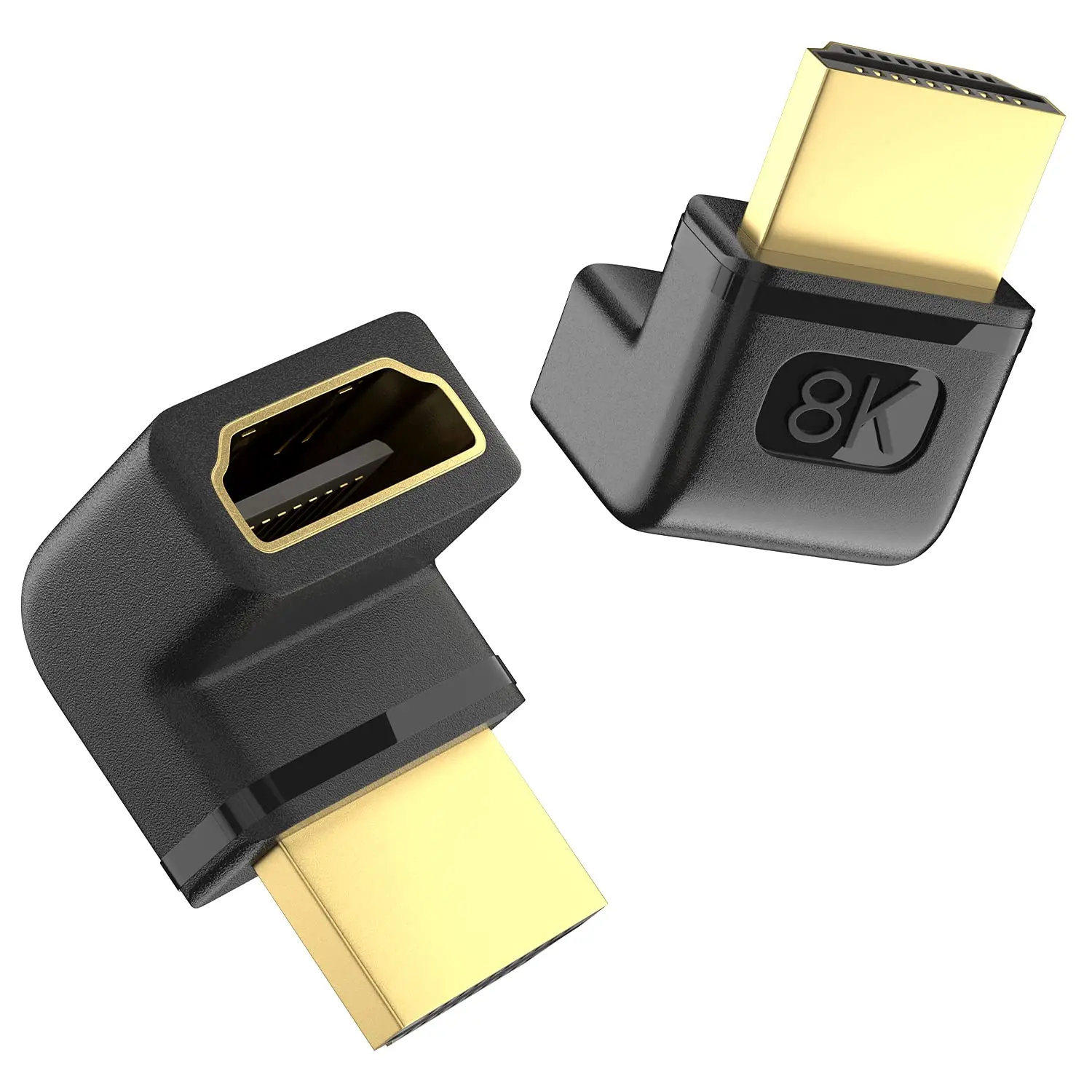 

2 Pack 8K HDMI Extension Adapter, 90 and 270 Degree Right Angle HDMI 2.1 Male to Female Extender Adapter