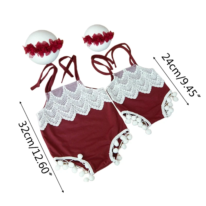 

2Pcs Baby Infants Headband Romper Jumpsuit Set Newborn Photography Props Infants Photo Shooting Costume Outfits